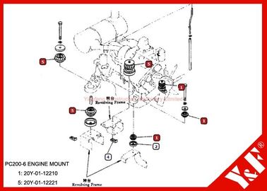 주문 20Y-01-12210 20Y-01-12221를 거치하는 OEM Komatsu 예비 품목 PC200-6 엔진 online manufacture