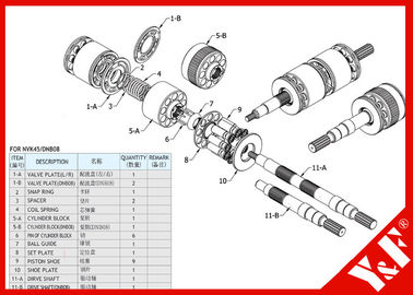 Kawasaki 굴착기 NVK45/DNB 유압 펌프는 고압과 장수를 분해합니다