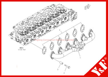 건축기계 Komatsu 굴착기는 PC200-8 배출 다기관 6754-11-5110 6D102 엔진을 분해합니다